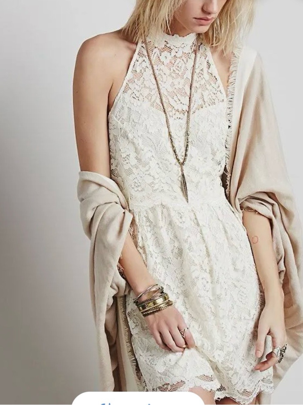 Free People Lost in a Dream Lace Halter Dress